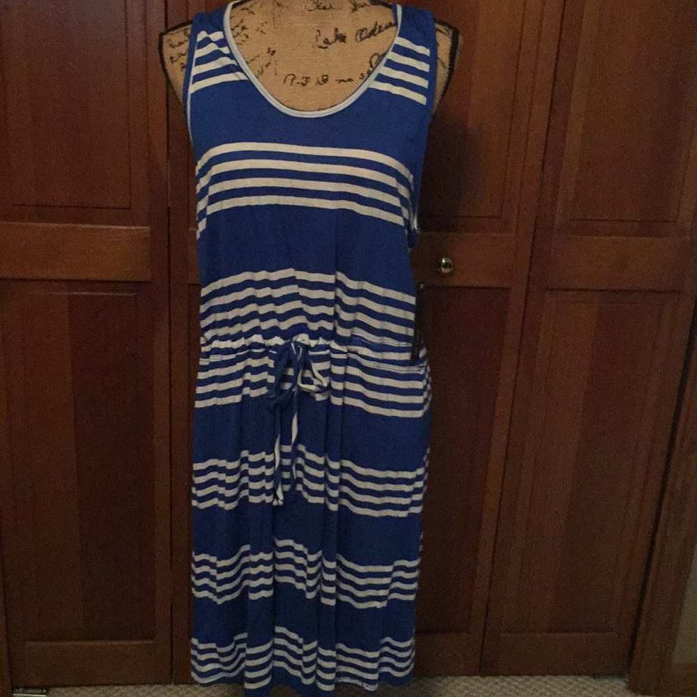 Royal blue knit stripe dress